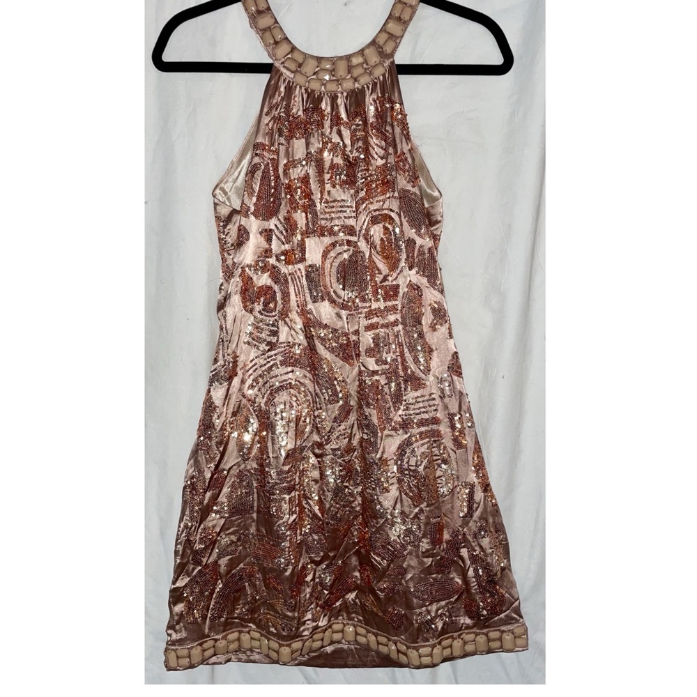 Eva Rose Sequin Dress Evening Gown Lined Sleeveless Rose Size Medium New w/ Tag